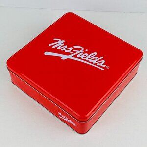 Mrs Fields Cookie Square Tin With Lid Container Advertising Collectible Item